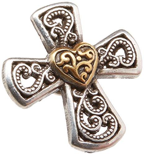 Realeather Crafts Elegant Cross Heart Concho Screwback, 1", Gold and Silver