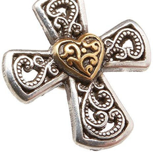 Realeather Crafts Elegant Cross Heart Concho Screwback, 1", Gold and Silver