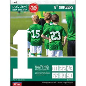 SEI Sport Letter Polyvinyl Transfers 8" Team Pack 6 Sheets/P-White