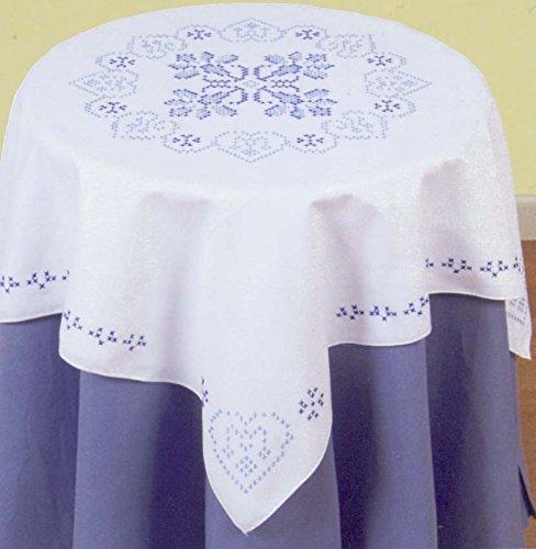 Stamped White Perle Edge Table Topper 35"X35"-XX Americana