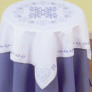 Stamped White Perle Edge Table Topper 35"X35"-XX Americana