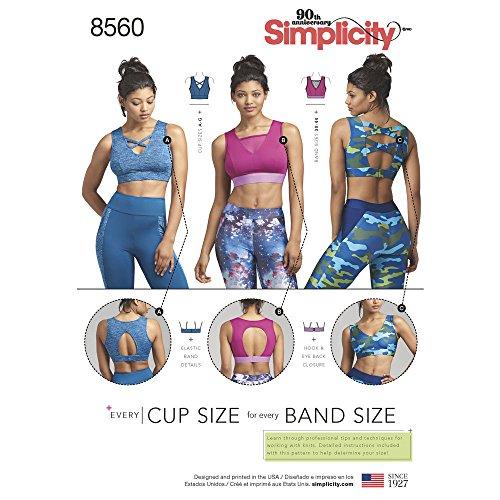 Simplicity Pattern 8560 Misses' Knit Sports Bras With Bodice Options SEWING PATTERN, Sizes 30A-44G