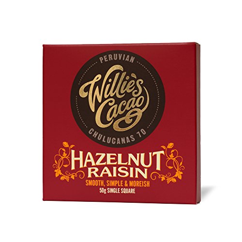 Willie's Cacao Peruvian 70 Hazelnut and Raisin 50 g (Pack of 6)