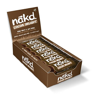 Nakd Cocoa Delight Natural Snack Bars - Vegan Bars - Healthy Snack - Gluten Free Bars 35 g (Pack of 18)