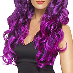 Smiffys Women's Long and Curly Purple Wig with Bangs, One Size, Siren Wig, 5020570422663