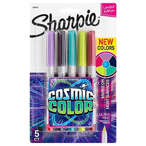 Sharpie Permanent Markers, Ultra Fine Point, Cosmic Color, Limited Edition, 5 Count