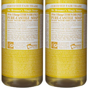 Dr Bronner's Citrus Orange Pure-Castile Liquid Soap 946ml (Pack of 2)