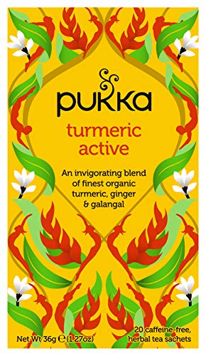 Pukka Turmeric Active, Organic Herbal Tea with Ginger & Galangal (4 Pack, 80 Tea bags)