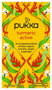 Pukka Turmeric Active, Organic Herbal Tea with Ginger & Galangal (4 Pack, 80 Tea bags)