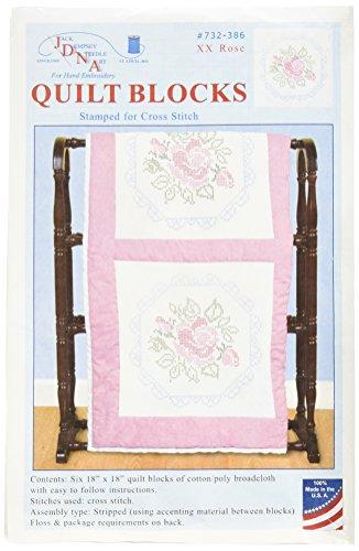 Stamped White Quilt Blocks 18"X18" 6/Pkg-Rose
