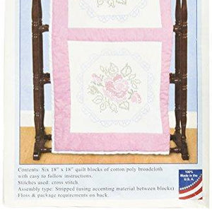Stamped White Quilt Blocks 18"X18" 6/Pkg-Rose