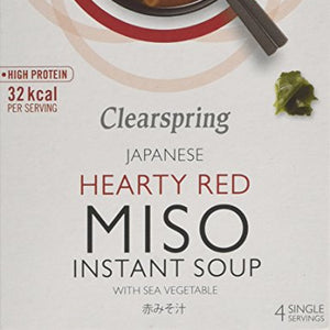 Clearspring Japanese Hearty Red Instant Miso Soup with Sea Vegetables 40g (4x10g)