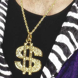 Smiffys Dollar Sign Medallion on Chain - Gold