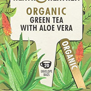 Heath & Heather Organic Green Tea & Aloe Vera 20 Bags (Pack of 2)