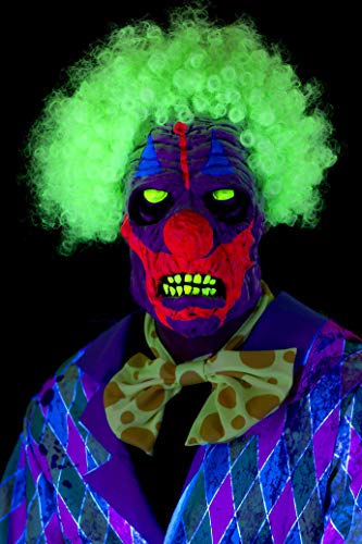 Smiffys 46829 UV Black Light Clown Mask, Multi-Colour, One Size