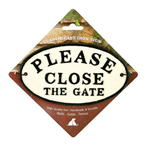 Please Close The Gate Cast Iron Oval