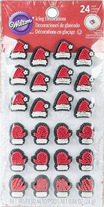 Santa Hats & Mittens Icing Decorations, 24 Count by Wilton