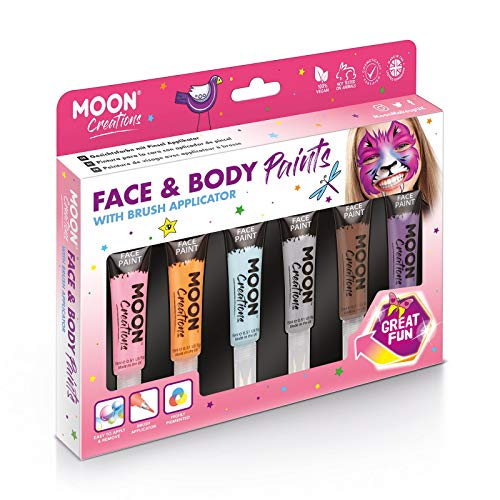 Face & Body Paint with Brush Applicator by Moon Creations - 15ml - Adventure Colours Boxset