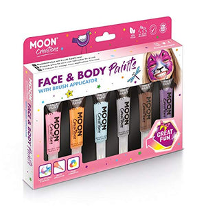 Face & Body Paint with Brush Applicator by Moon Creations - 15ml - Adventure Colours Boxset