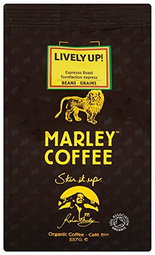 Marley Coffee Organic Lively Up Espresso Roast Whole Bean Coffee Bag 227g