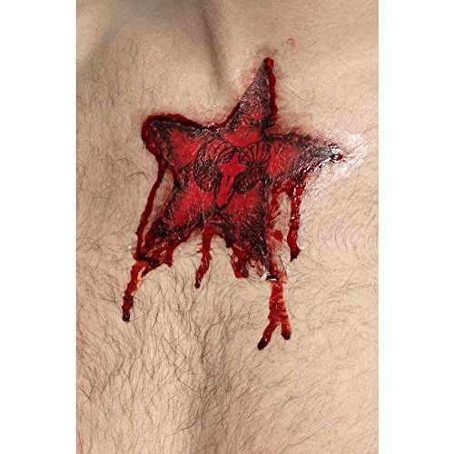 Smiffys 46846 Occult Rams Head Star Transfer Tattoo Set, Red, One Size