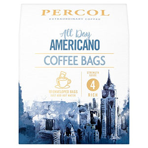 PERCOL All Day Rainforest Alliance Americano Coffee Bags Rich, Smooth, Full-Bodied Flavour - Single-Serve Coffee 10 Bags (Pack of 3)