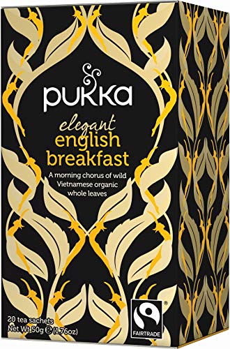 Pukka Elegant English Breakfast, Organic Black Tea with Nam Lanh (4 Pack, 80 Tea bags)
