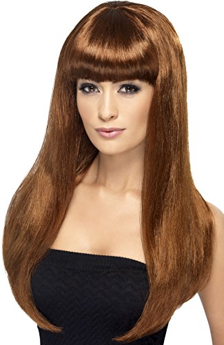 Smiffys Babelicious Wig Auburn Long Straight with Fringe