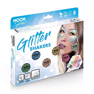 Holographic Glitter Shakers by Moon Glitter – 100% Cosmetic Festival Glitter for Face, Body, Nails, Hair and Lips - 5g - Boxset