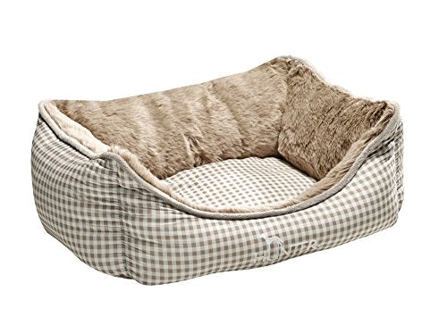 Dog Sofa Astana, 80 X 60 Cm Brown Checked, With Plush | Hunter