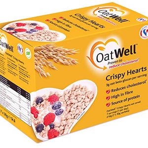 OatWell Crispy Hearts Cereal with Oat Beta-Glucan, 7x30g sachets Proven to Reduce Cholesterol - Vegan