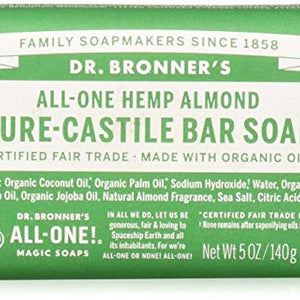 Dr Bronner's Organic Almond Pure Castile Bar Soap, 1 Pack (1 x 140 g)