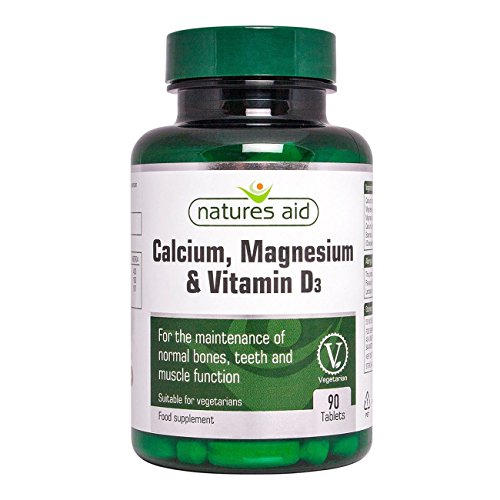 Natures Aid Calcium Magnesium and D3, Helps Maintain Normal Bones, Teeth and Muscle Function, Vegan, 90 Tablets