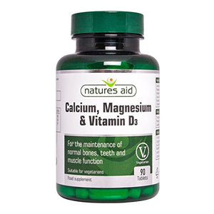 Natures Aid Calcium Magnesium and D3, Helps Maintain Normal Bones, Teeth and Muscle Function, Vegan, 90 Tablets