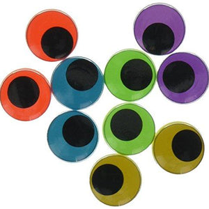 Paste On Wiggle Eyes 15mm 80/Pkg-Black on Neon