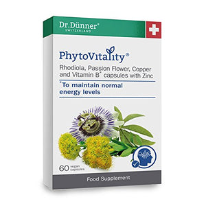 Dr.Dünner PhytoVitality RHODIOLA, PASSION FLOWER, COPPER, ZINC WITH VITAMINS B; 60 capsules (60 days) supply