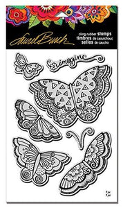 STAMPENDOUS Laurel Burch Cling Rubber Stamp Set, Imagine Butterflies