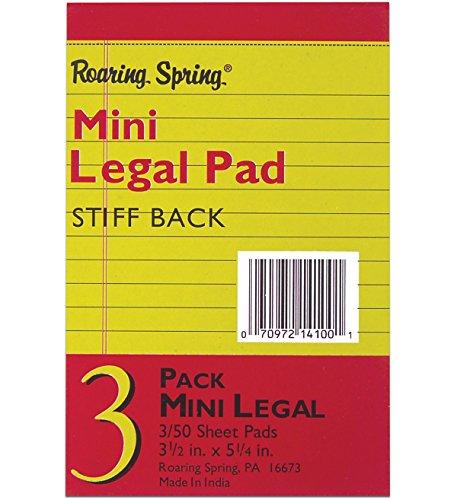 Roaring Spring Paper Company 14100 3.5" X 5.25" Canary 50 Sheet Legal Pad 3 Count