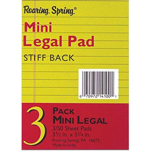 Roaring Spring Paper Company 14100 3.5" X 5.25" Canary 50 Sheet Legal Pad 3 Count