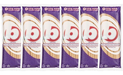 King Soba Gluten Free & Organic 100% Brown Rice Noodles 250g (Pack of 6)