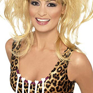 Smiffys Crazy Cavegirl Bunches Wig Blonde with Bones