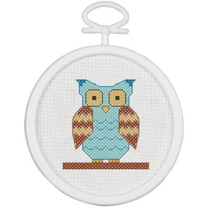 Owl Mini Counted Cross Stitch Kit-2-1/2" Round