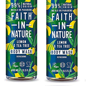 Faith in Nature Lemon & Tea Tree Shower Gel 400ml X 2 (Pack of 2)