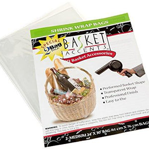 Photo Frog 66042 Basket Accents Shrink Wrap Bags Medium 24"X30" 2/Pkg-Clear