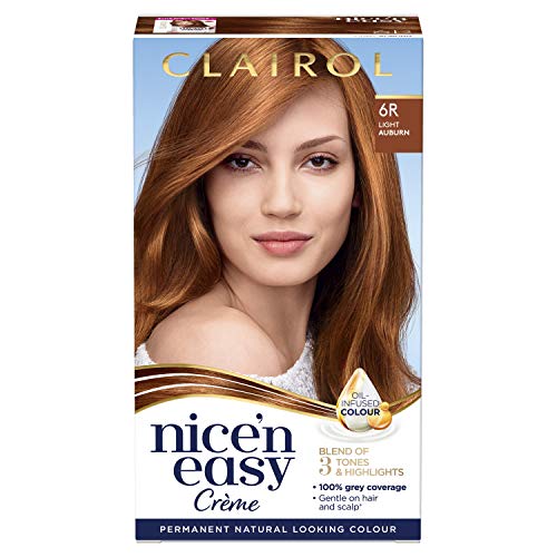 Clairol Nice' n Easy Crème, Natural Looking Oil Infused Permanent Hair Dye, 6R Light Auburn 177 ml