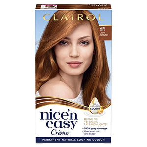 Clairol Nice' n Easy Crème, Natural Looking Oil Infused Permanent Hair Dye, 6R Light Auburn 177 ml