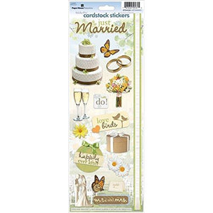 Paper House Productions STCX-0140E Photo-Real Cardstock Stickers, 13" x 4", Just Married