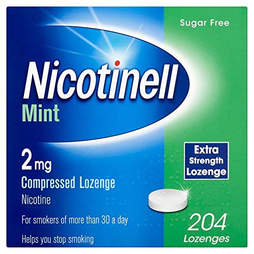 Nicotinell Nicotine Lozenge, Quit Smoking Aid, Sugar Free Mint Flavour, 2 mg, 204 Pieces