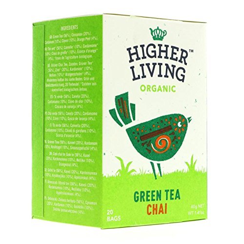 Higher Living Green Chai Organic Teabags (Pack of 4, Total 80)
