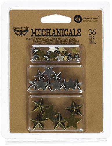 Prima Marketing 963354 Mini Stars Finnabair Mechanicals Metal Embellishments (36/Pack), Multicolor